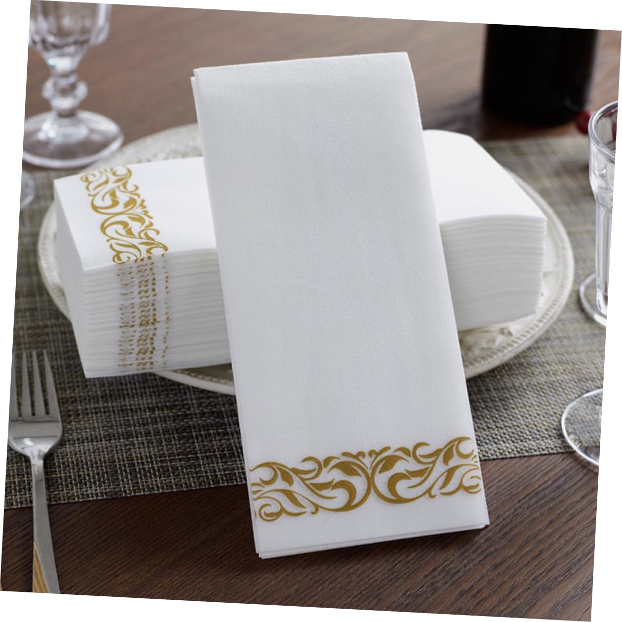 Einweg Tischservietten mit Staubfreier Funktion 40x30cm aus Papier 100 Stück Goldfarbene Luxuriöse Weiche Cocktailservietten für Party und Geburtstag