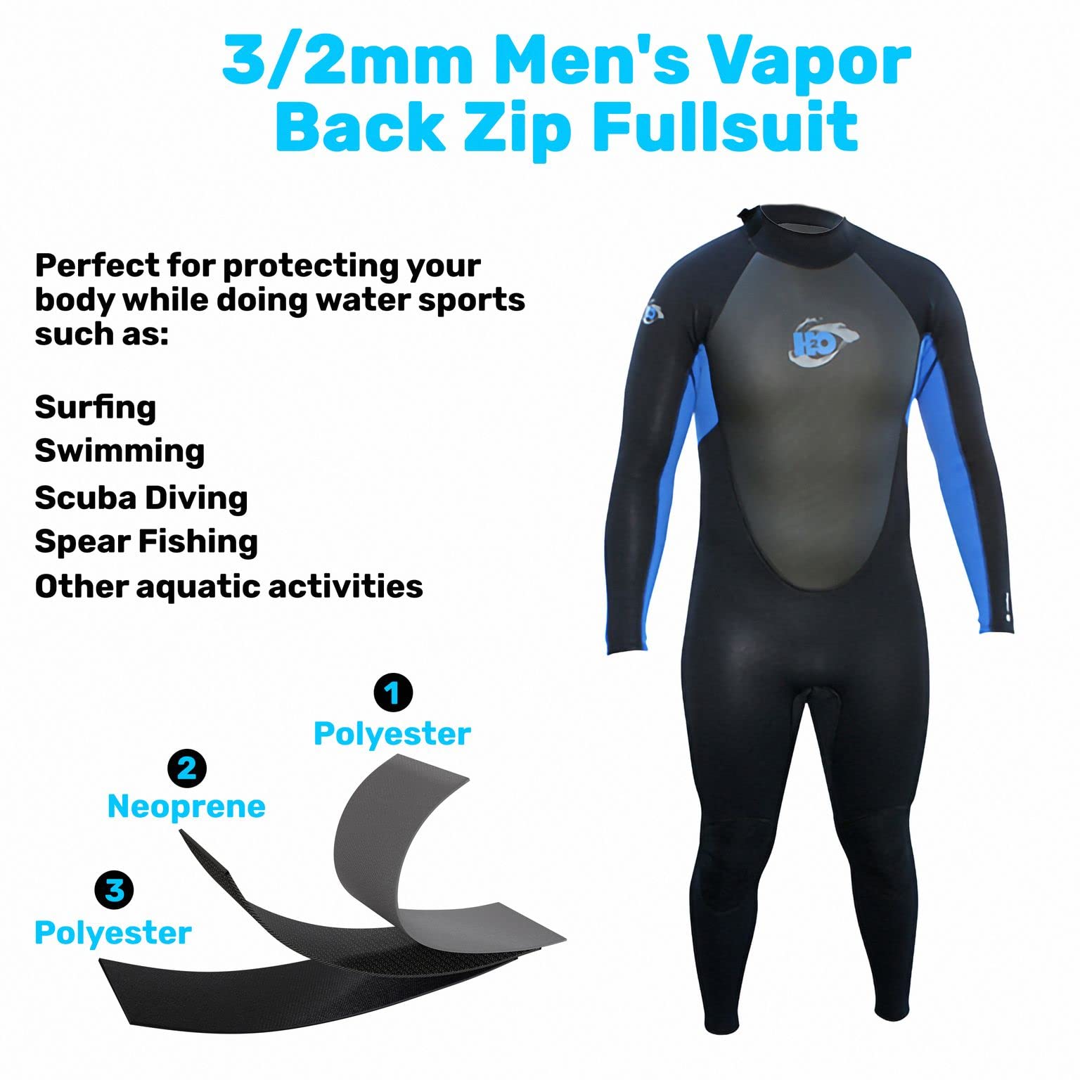 WIND AND SEA WDS GET FIT BACKサイズS Amazon.com: H2Odyssey 3/2mm Men's Vapor Back Zip Wetsuit for Men
