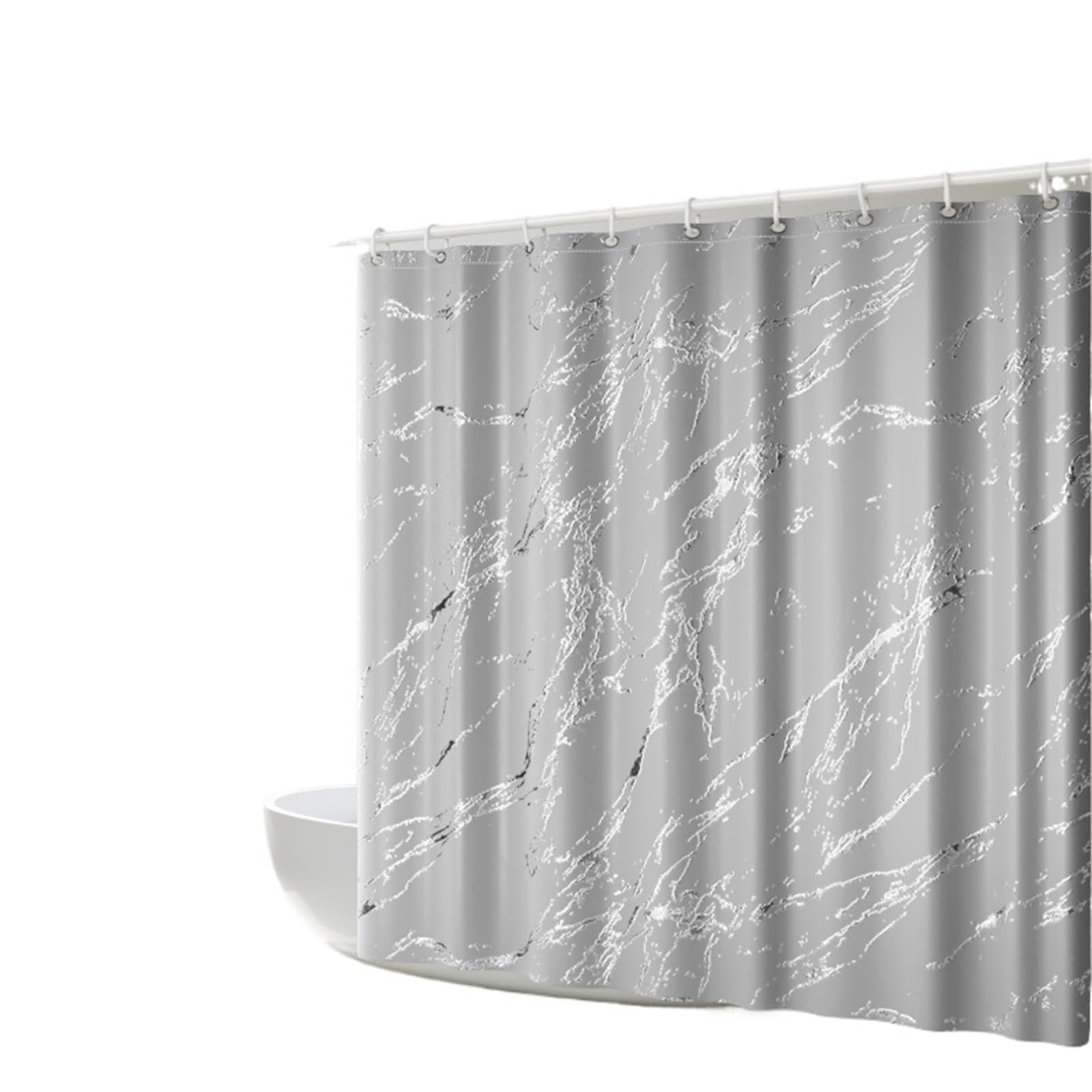tenda doccia Tenda da doccia in tessuto di poliestere addensato artigianale placcato argento dorato, decorazione for la casa, bagno(Gray-DLS,180-200cm)