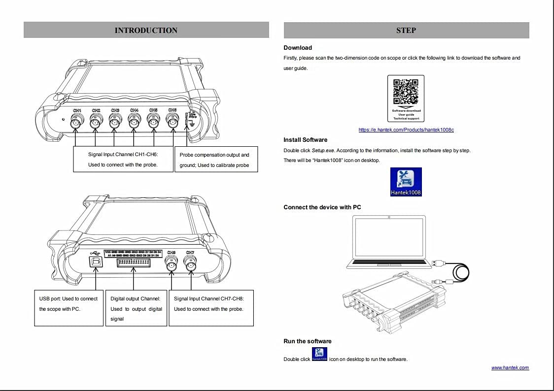 Hantek HT1008C 8 CH Automotive Lab Scope, HT30A/HT201/HT25 Included: Industrial & Scientific