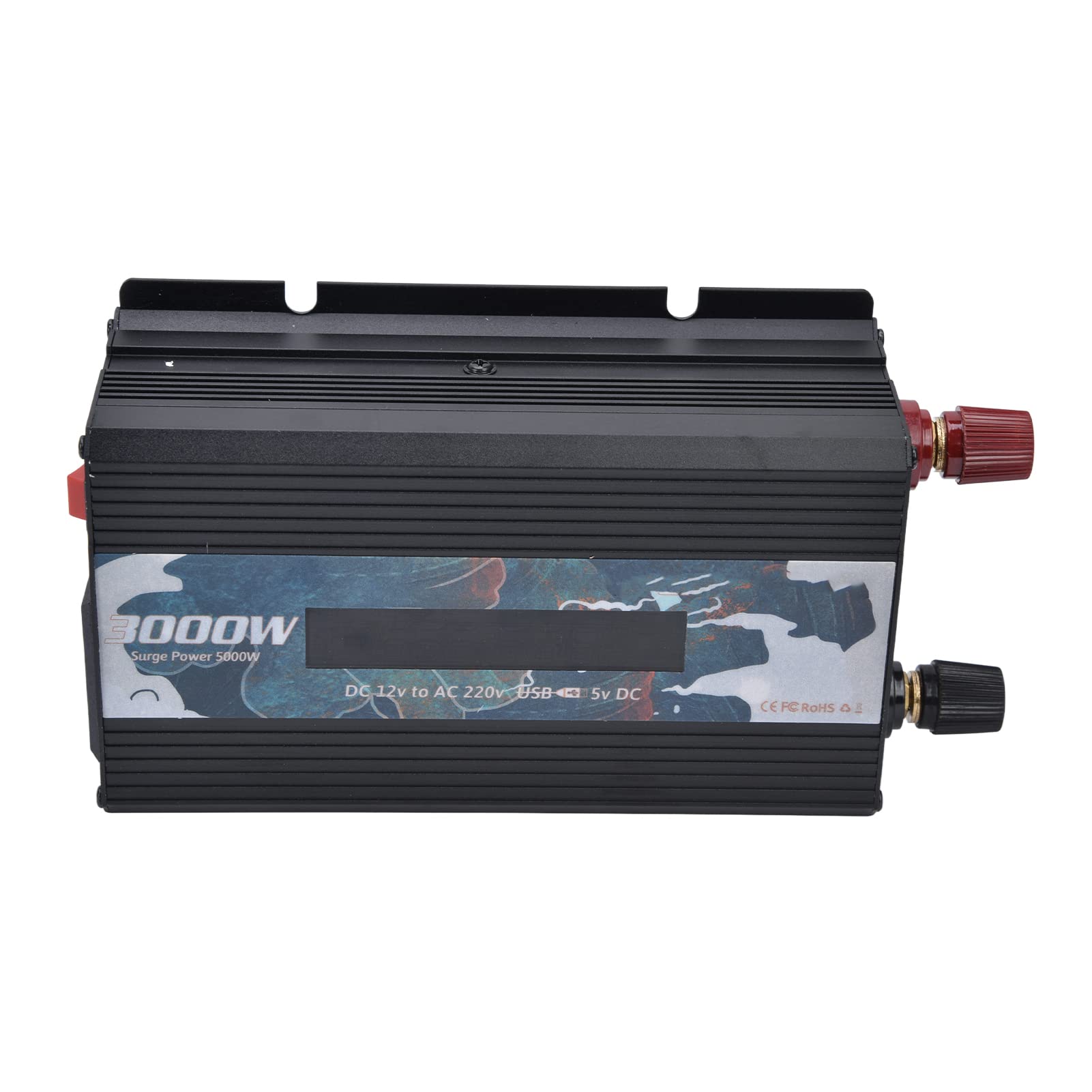 Inversor de Corriente Onda Sinusoidal Pura 300W 12V a 220V Convertidor Potencia Multifuncional para Hogar RV Camión Inversor Eléctrico Batería Energía Solar Inversor Portátil Negro