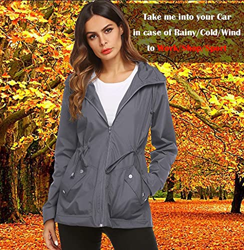 Zhenwei Active Raincoat,Women Light Watertight Solid Rain Jacket Softshell(Gray,L) #TOP1