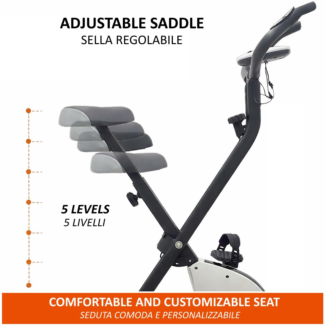 FFitness Cyclette Pieghevole Salvaspazio X-Bike F-Bike Training con Resistenza Regolabile e Display multifunzione