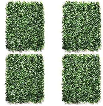 Amazon Brand  Umi Artificial Grass Vertical Wall Panel Small Leaves Tiles, Grass Mat (Green, 40 X 60 cm), Set of 4