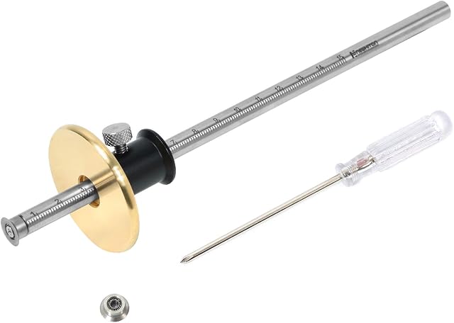 Newkiton Wheel Marking Gauge, 1 Bearing Wheel Cutter for Soft Wood, 1 Locked Up Wheel Cutter for Hard Wood, 1 Screwdriver Included (Black)