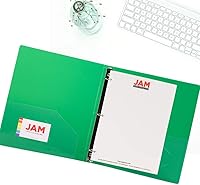 Vista 3 de JAM PAPER - Carpetas de plástico de 1 pulgada - Carpetas de 3 anillas surtidas (rojo, azul, verde y naranja) - Paquete de 4