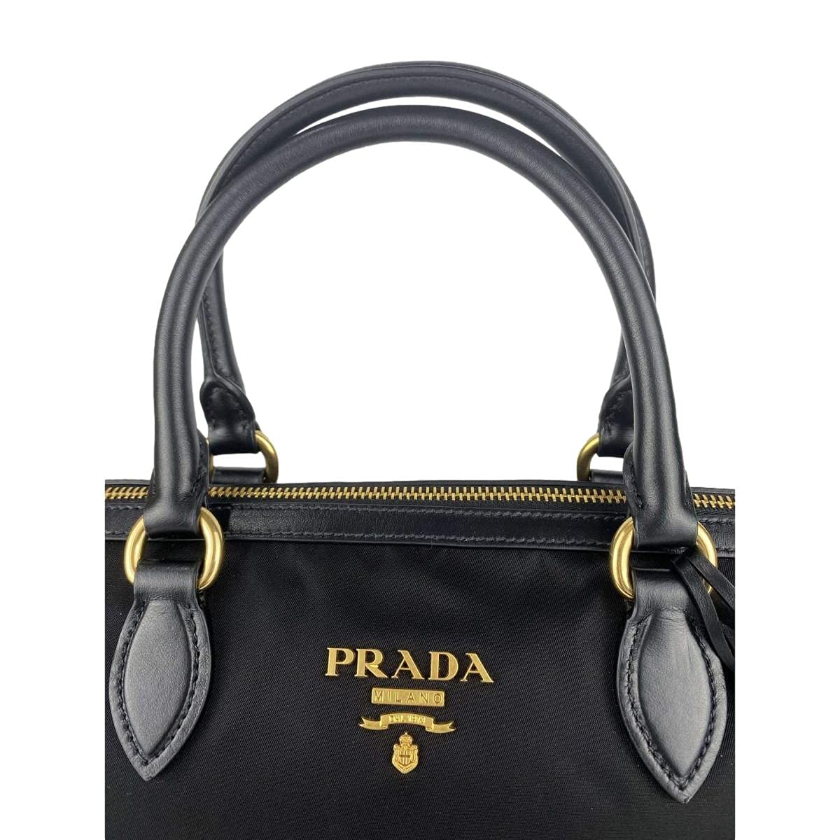 Prada Black Tessuto Nylon Two-Way Satchel Handbag for Women New