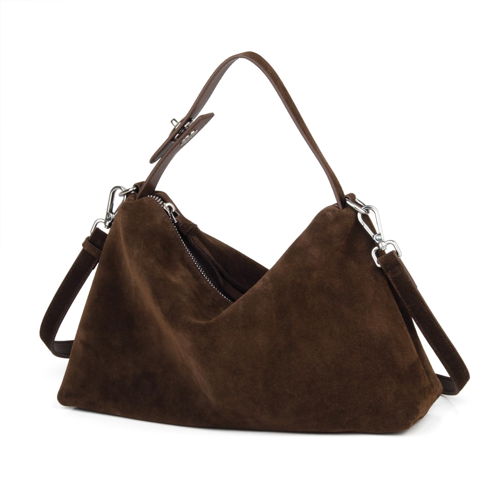 DONNAIN Borsa a tracolla in pelle scamosciata di alta qualità da donna, borsa a tracolla morbida in pelle scamosciata con regolabile e borsa tote