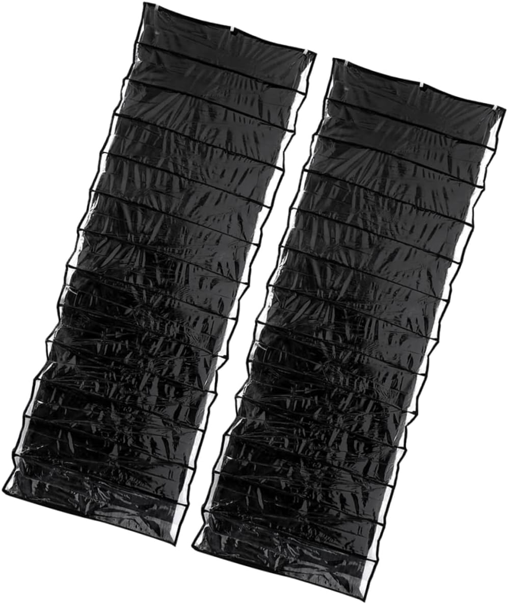 2PCS Over Door Shoe Organizer Hanging Closet Storage Rack Space Saver with Hooks for Bedroom Dorm and Small Spaces Black