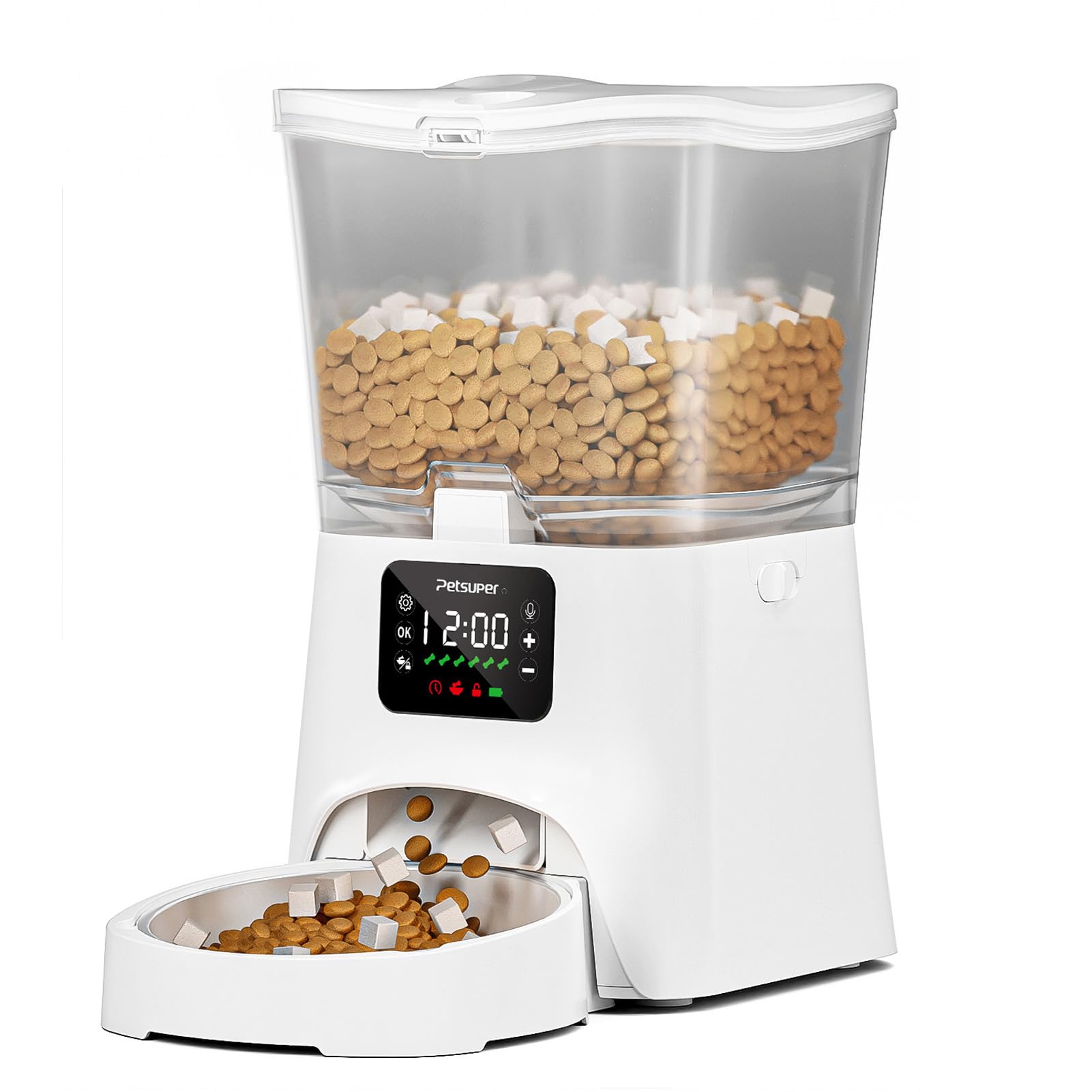 Distributeur Croquettes Chat Automatique, 3L avec Programme d'alimentation Enregistrement Vocal de 10 Secondes, Distributeur Automatique Croquettes Chat de 1 à 6 Repas par Jour