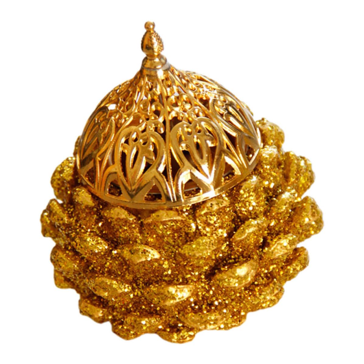 Cabilock 5 Piezas Quemador de Incienso Dorado de Resina Forma de Piña