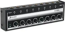 HA-800P Amplificador de fone de ouvido, amplificador de áudio estéreo de 8 canais, divisor de fone de ouvido multiportas, mixer para estúdios de gravação e bandas, com 8 portas de saída e 1 porta de