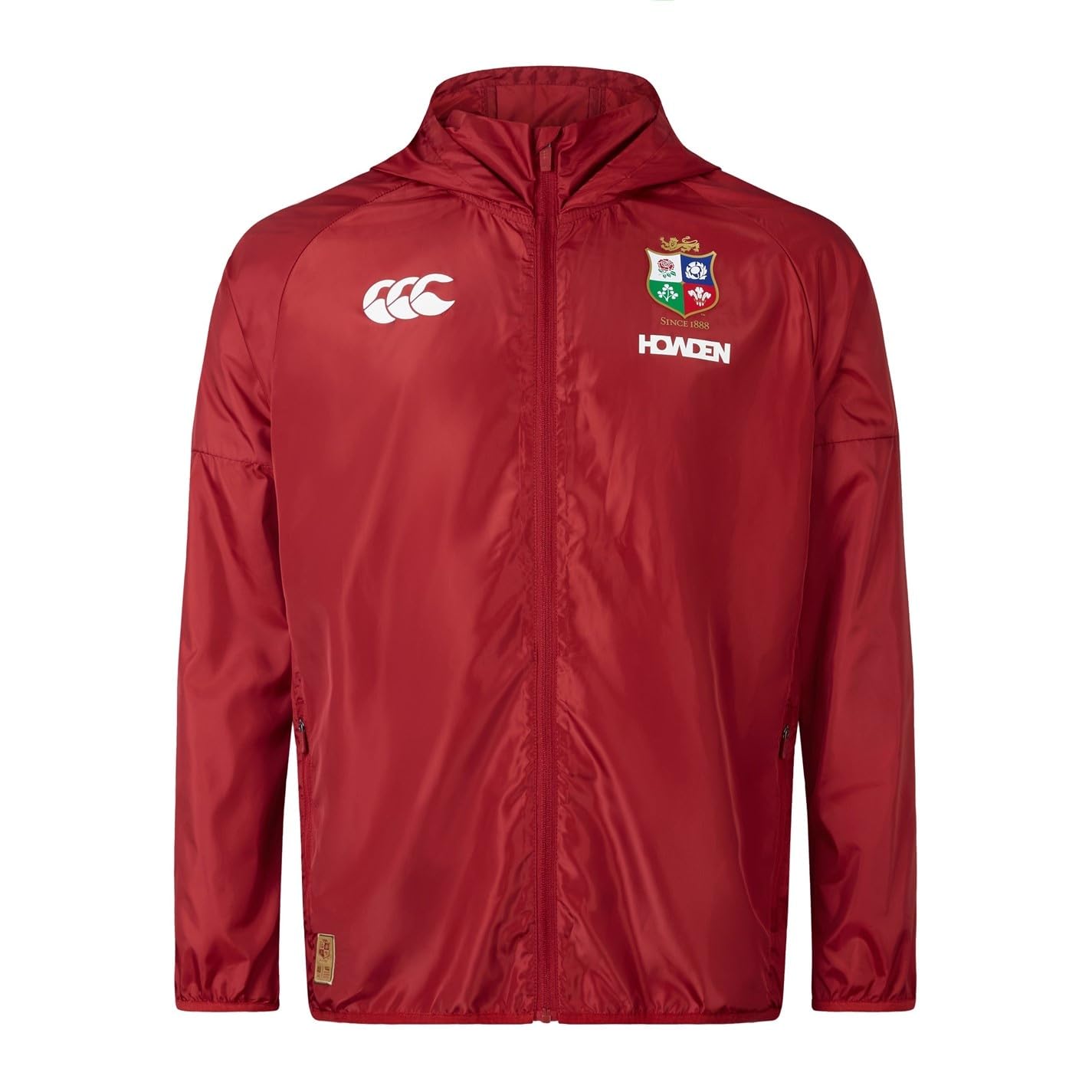 British & Irish Lions Canterbury Men's Official Canterbury Lightweight Rain Jacket | Rugby Jacket | Water Resistant, Red Dahlia, M