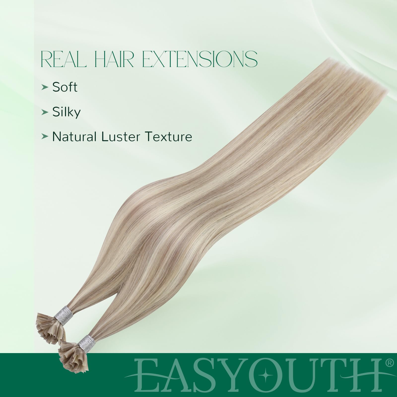 Easyouth Nano Hair Extensions Real Human Hair Blonde Nano Beads Hair Extension Human Hair Platinum Blonde Nanos Loop Hair Extensions Pre Bonded for Natural Look 14 Inch 50g 1g/Strand #1000 — view 84