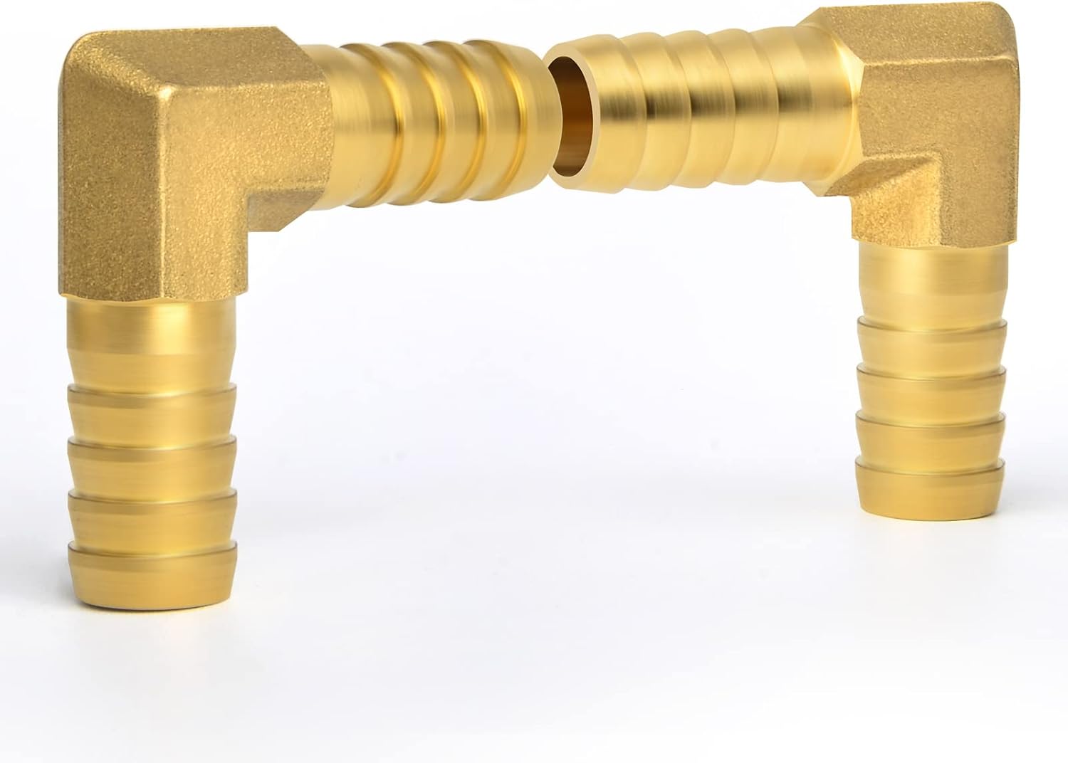 GASHER 20 Pieces Brass Hose Barb Reducer, 3/4 Inch to 3/4 Inch Barb Hose ID 90 Degree L Right Angle Elbow with 40 Hose Clamps, Brass Barb Reducer SPLICER Fitting Fuel/AIR/Water/Oil/Gas/WOG