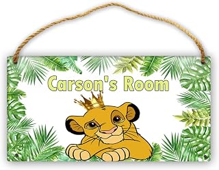Personalized Lion King Door Sign Boys Bedroom Wall Decor Custom Name Kids Room Toddler Baby Nursery Wood Plaque