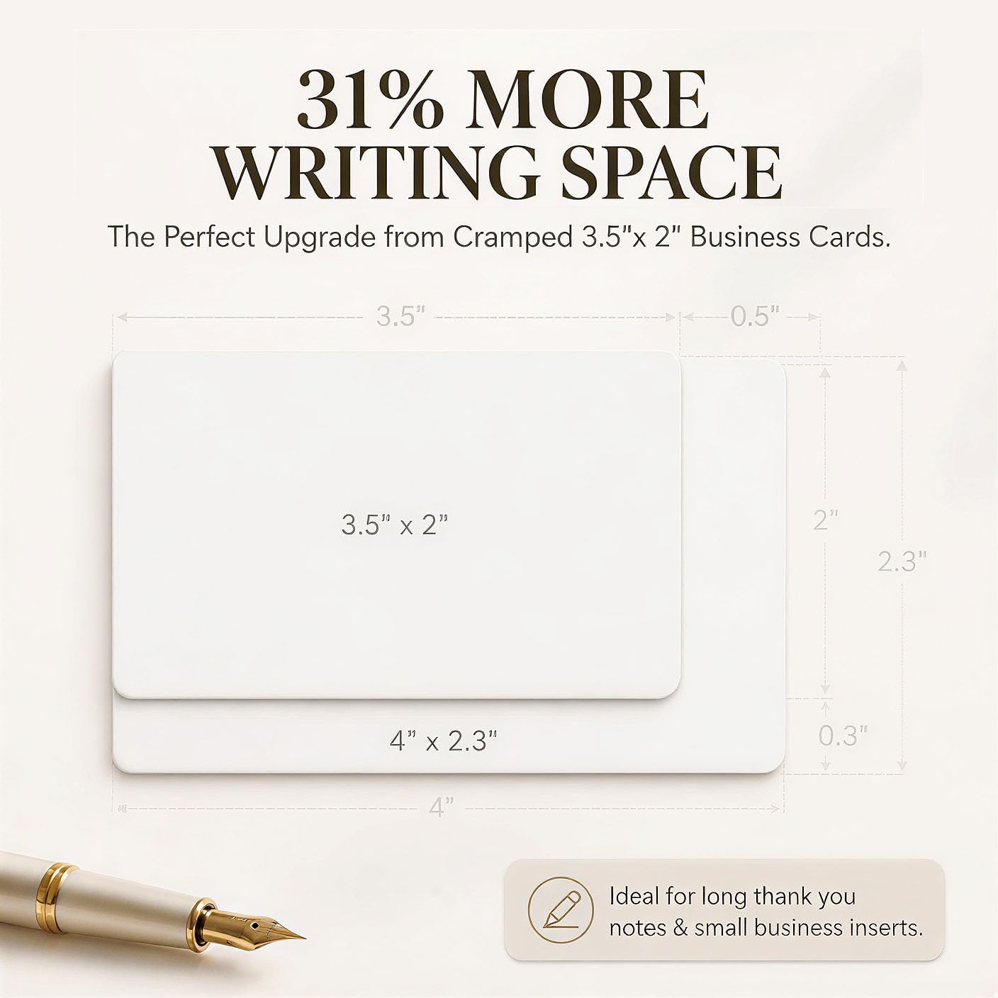 270 Pack 4x2.3 Inches Heavyweight White Cardstock Blank Cards, 18pt Thick Dual-Texture Note Cards with Rounded Corners for Flashcards, Study, Gift Tags, DIY Crafts