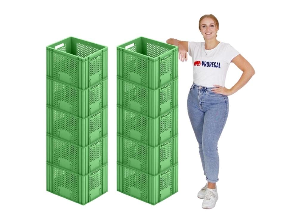 PROREGAL Bac Euro à fruits et légumes | HxLxP 27x30x40cm | 26 litres | Vert | Eurobox, boîte de fruits et légumes, utilisation alimentaire