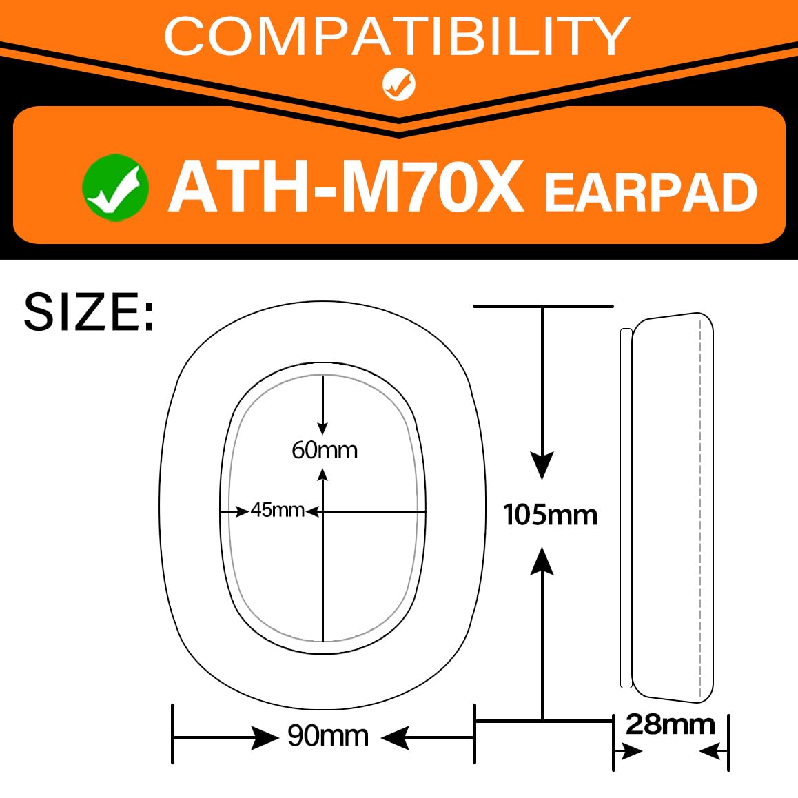 ATH M70X Ear Pads - TRANSTEK Replacement Ear Cushion Compatible with ATH-M70X Headphones I Thicker Memory Foam (Grey Fabric) 1