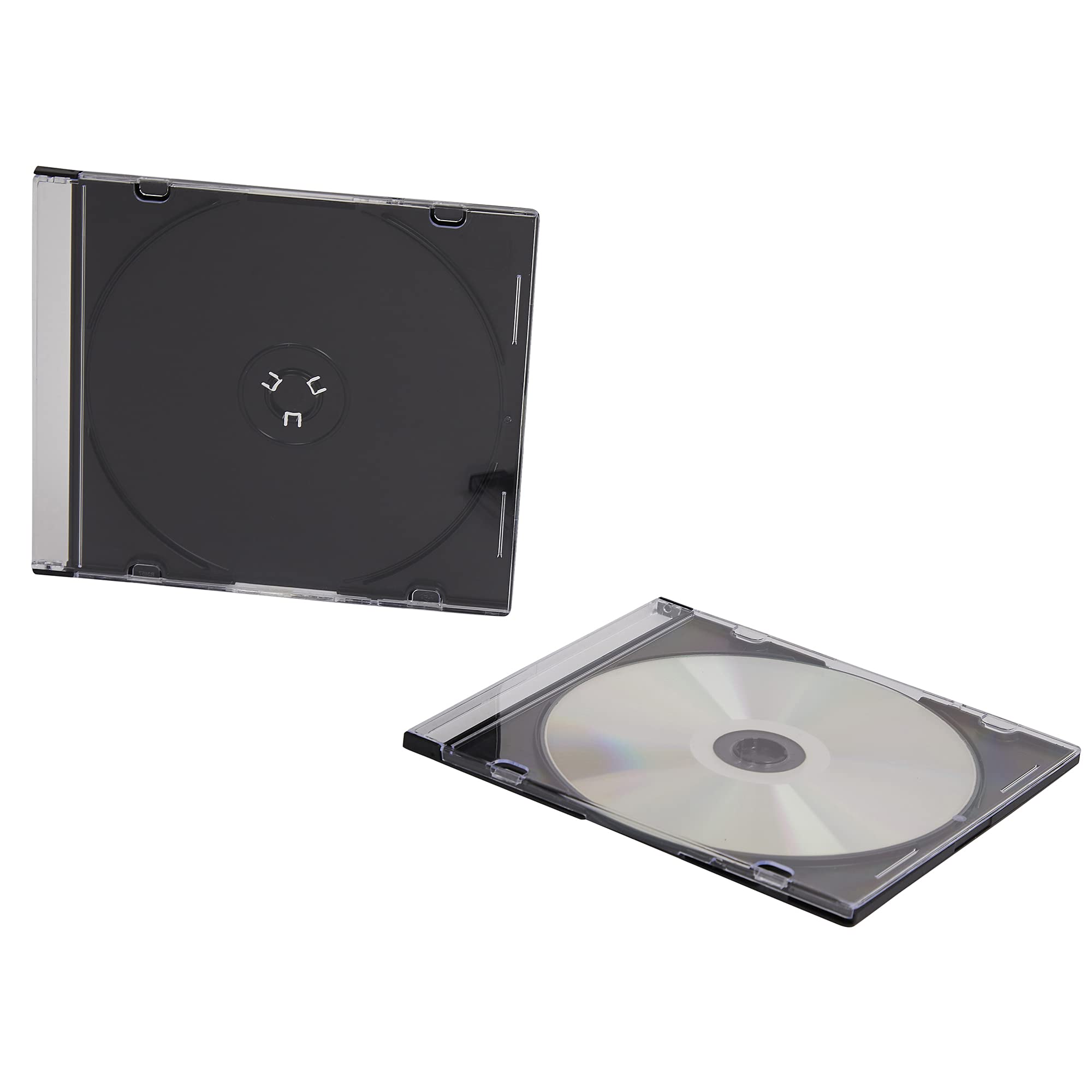 Lot de 100 Boîtiers CD Slim 5,2 mm avec Dos Noir – Boîtiers de Rangement Plastique Gain de Place Slim Save – Pour 1 CD, DVD ou Disque Blu-ray