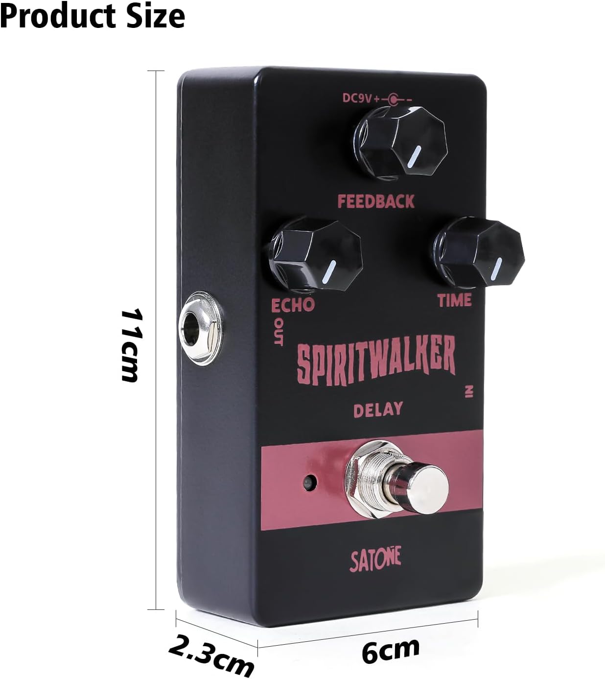 Satone Delay Guitar Pedal,Spritwalker Electric Guitar Effect Pedal Delay DC 9V Mini Analog Delay Pedal True Bypass