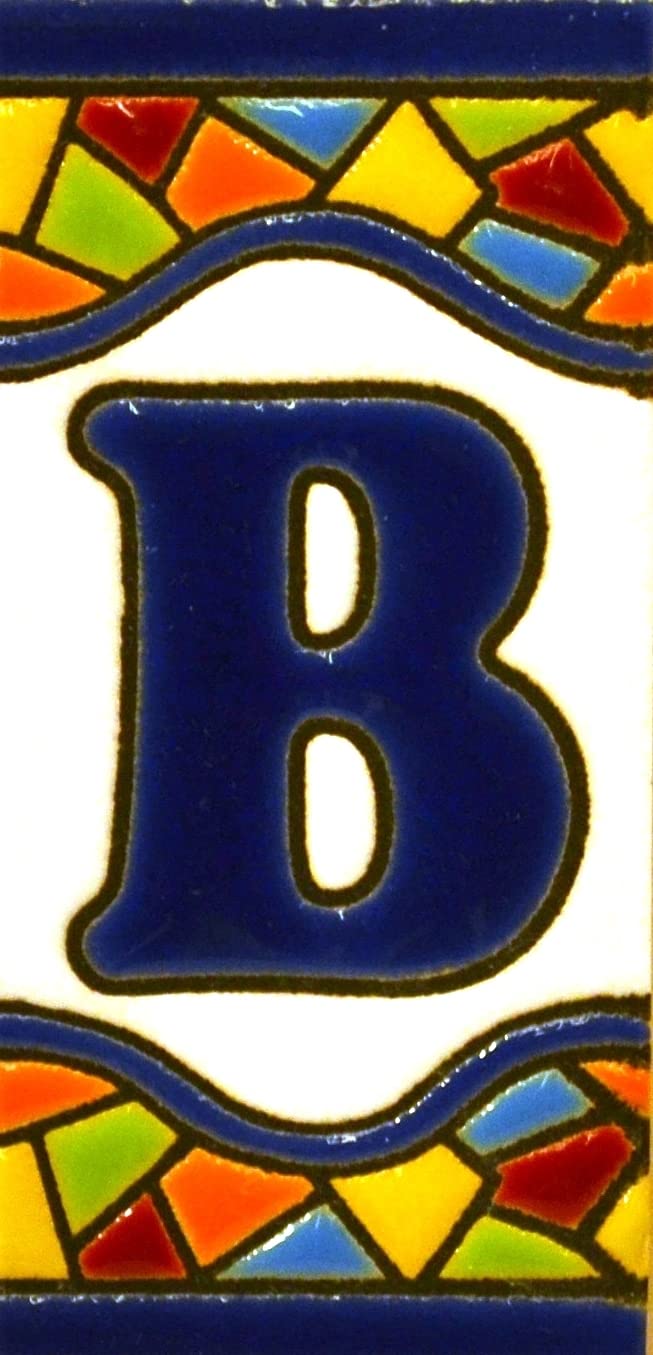 Art Escudellers Letter "B" House Letters 3 Inch. Handpainted House Letter Tiles For Signs, Addresses And Names. Address Numbers For Houses. House Address Numbers And Letters. Design Design Mosaico Mini 2,87" X 1,38" (Letter B)