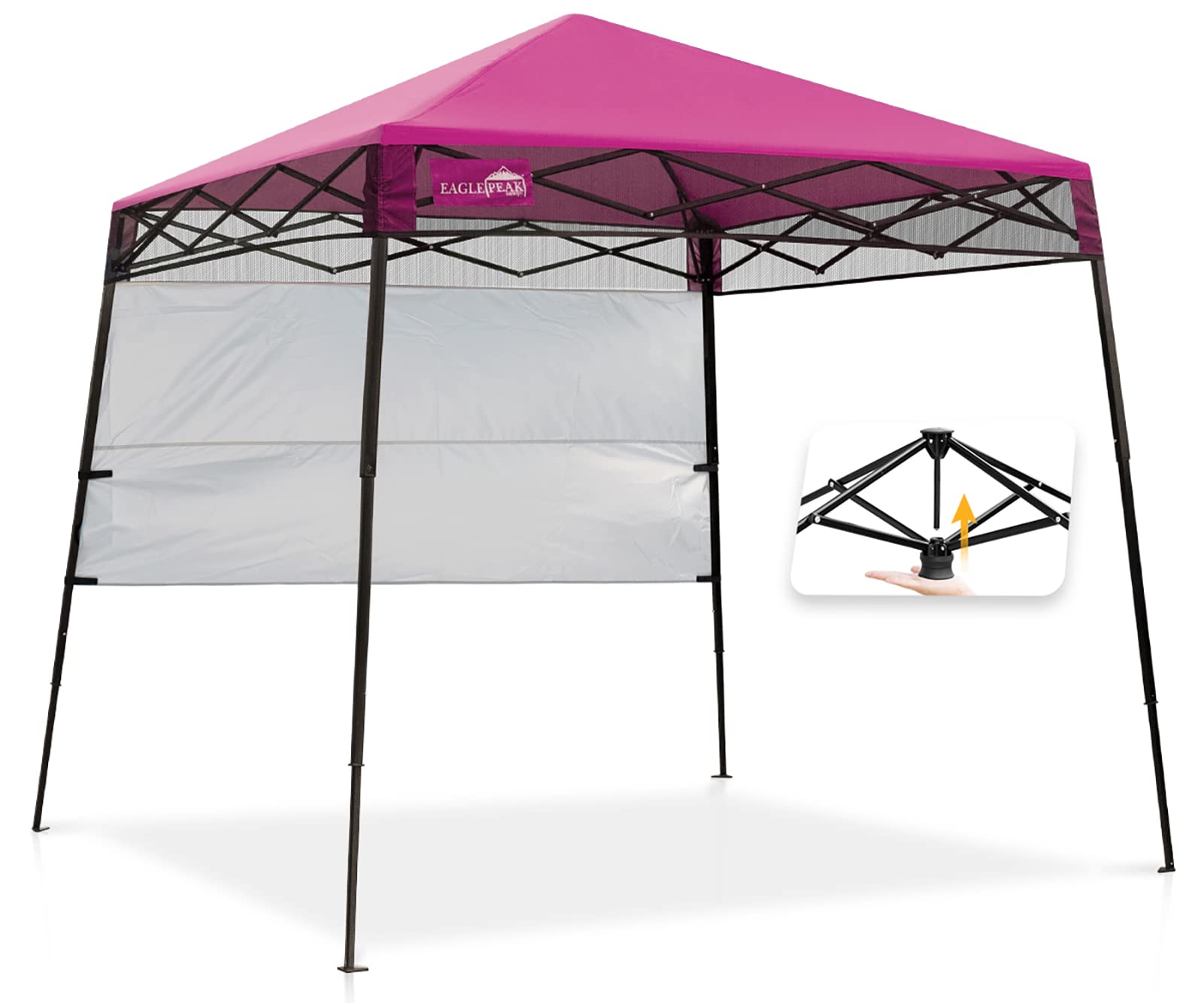 eagle peak day tripper 8' x 8' slant leg lightweight compact portable canopy w/backpack easy one person set-up folding shelter and 36 square feet of shade (pink)