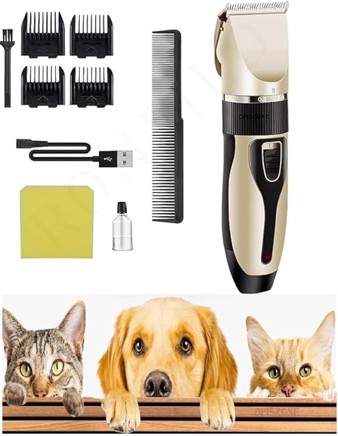 LOOTWAGON Pet Hair Trimmer Dogs & Cats Grooming Machine Wireless Dog Grooming Clippers Kit Professional for Thick Hair with 4 Comb Low Noise Low Vibration Cordless Trimmer Silent (Pet Trimmer)