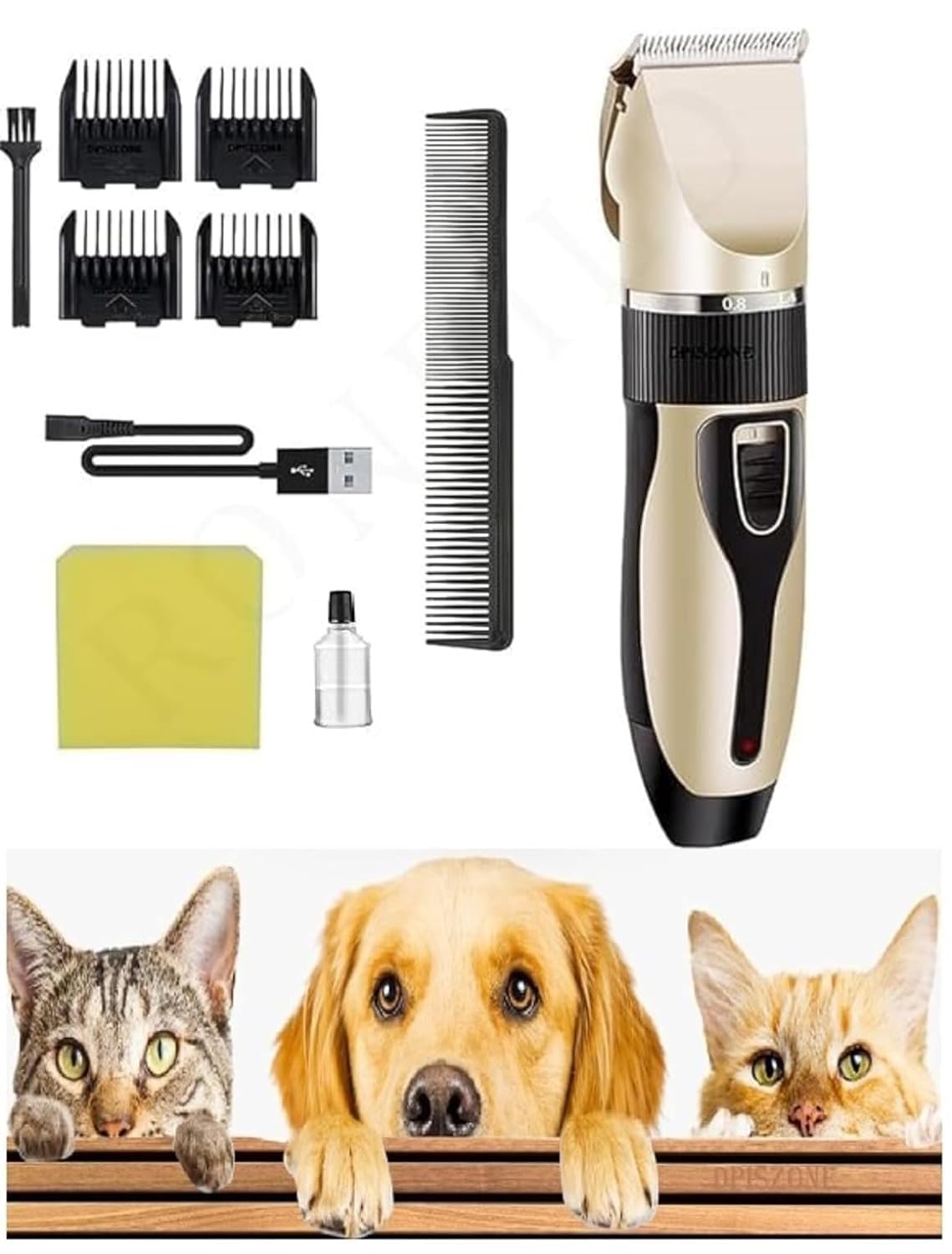LOOTWAGON Pet Hair Trimmer Dogs & Cats Grooming Machine Wireless Dog Grooming Clippers Kit Professional for Thick Hair with 4 Comb Low Noise Low Vibration Cordless Trimmer Silent (Pet Trimmer)