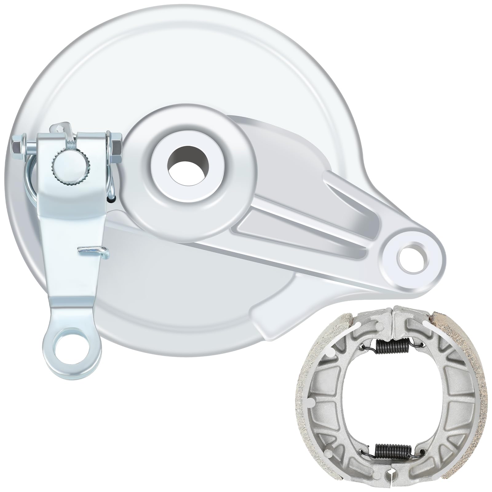 YOXUFA Mini Bike Drum Brake Kit Rear Brake Shoes Assembly Compatible with Coleman CT200U BT200X CT200U-EX Axis M200 CG125 Hisun 200-3 200-7 196cc Minibike Brake Cover Powersports Parts