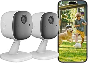2PCS Home Smart Security Indoor Camera, 1080P HD Video, Night Vision, Motion Detection, Mobile Tracking, Two-Way Audio, Easy Setup, Cloud Storage asin的图片