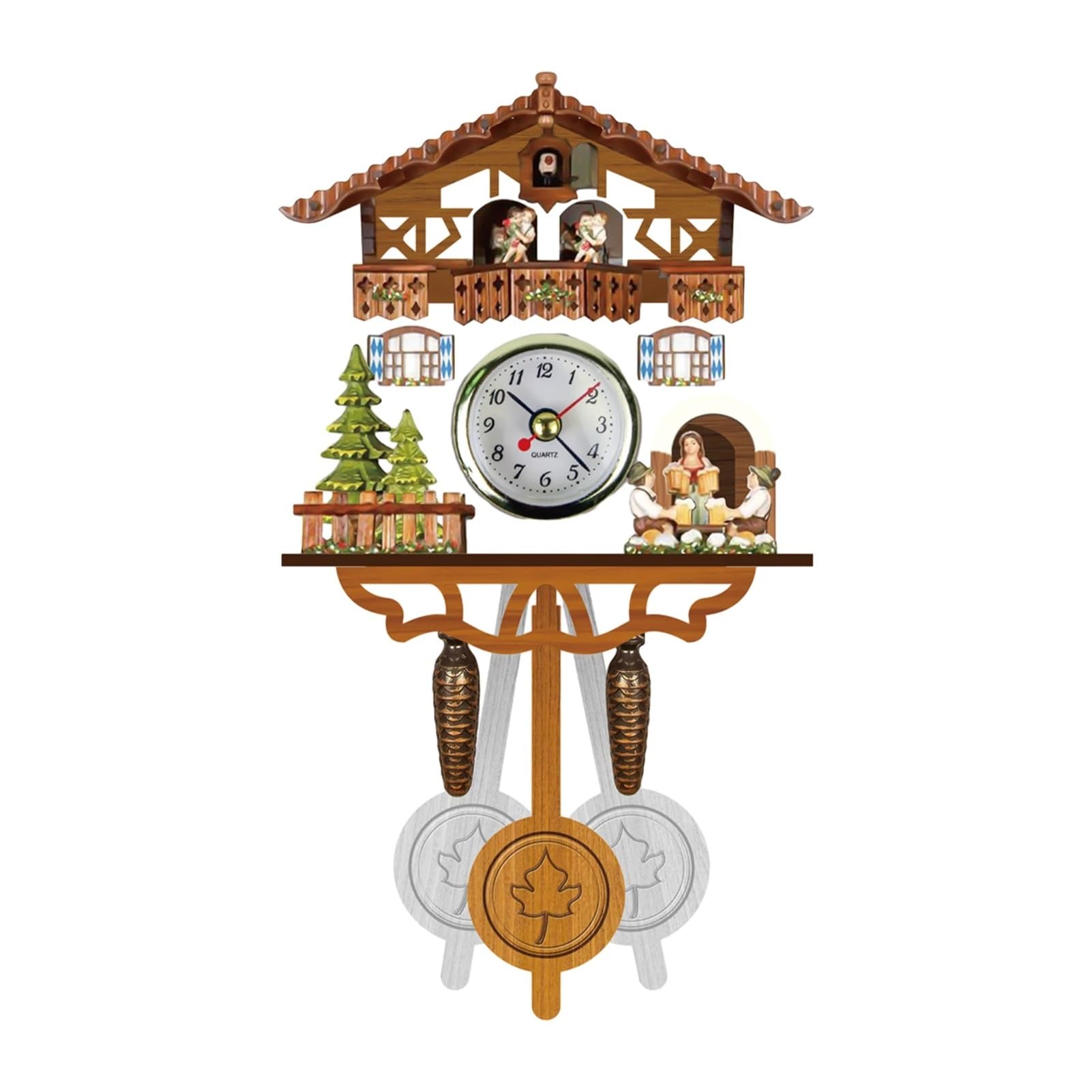 Gsclz D 14Inch Cuckoo Clock Wooden Black Forest Chalet Wall Bir Alarm Ecorations For Wall Art Home Office Ecoration(D)