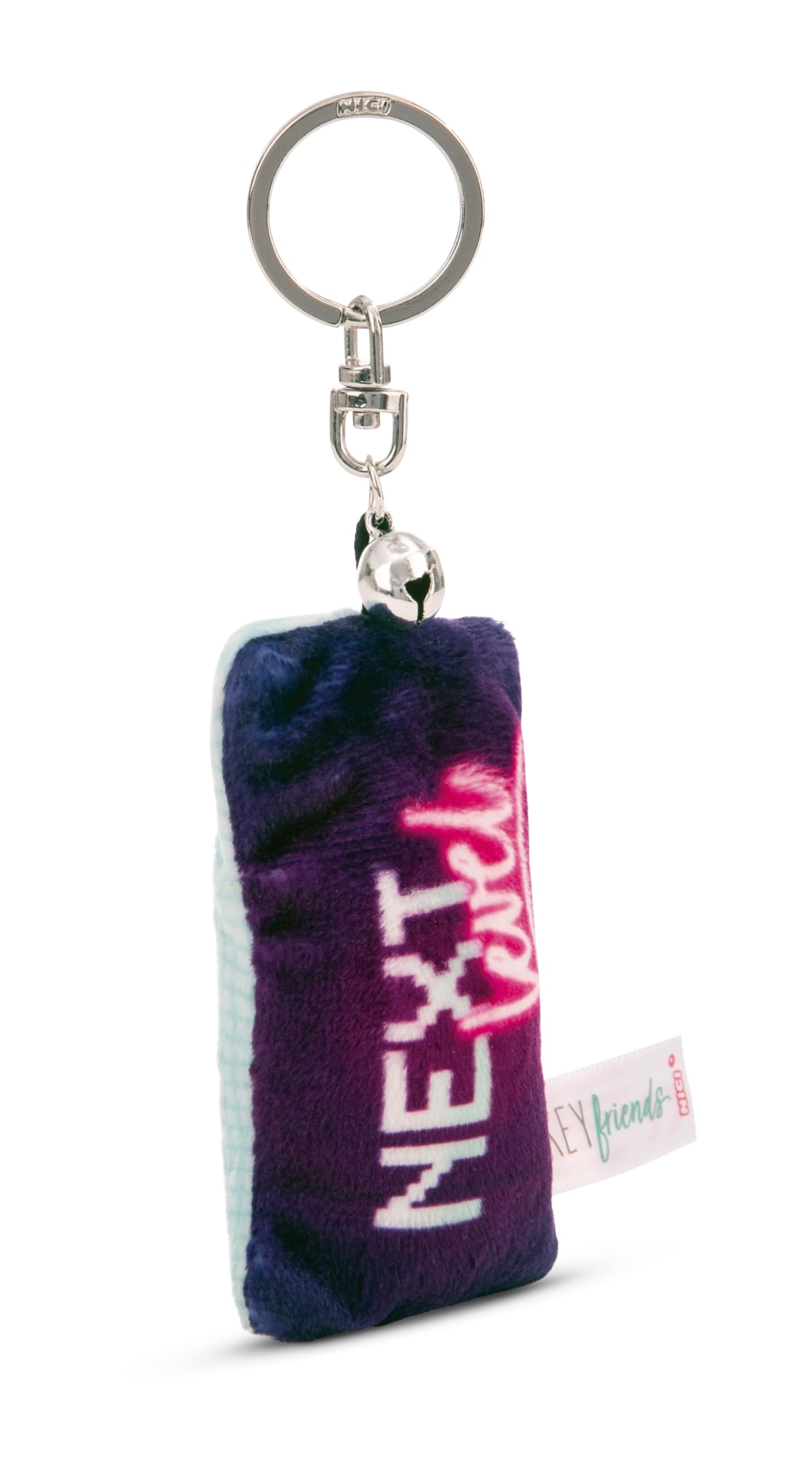 NICI Keyholder mini plush cushion Next level 8cm with bell - colorful - A loyal companion for backpacks or bags, keychain for key rings & key holders for all ages | 62100