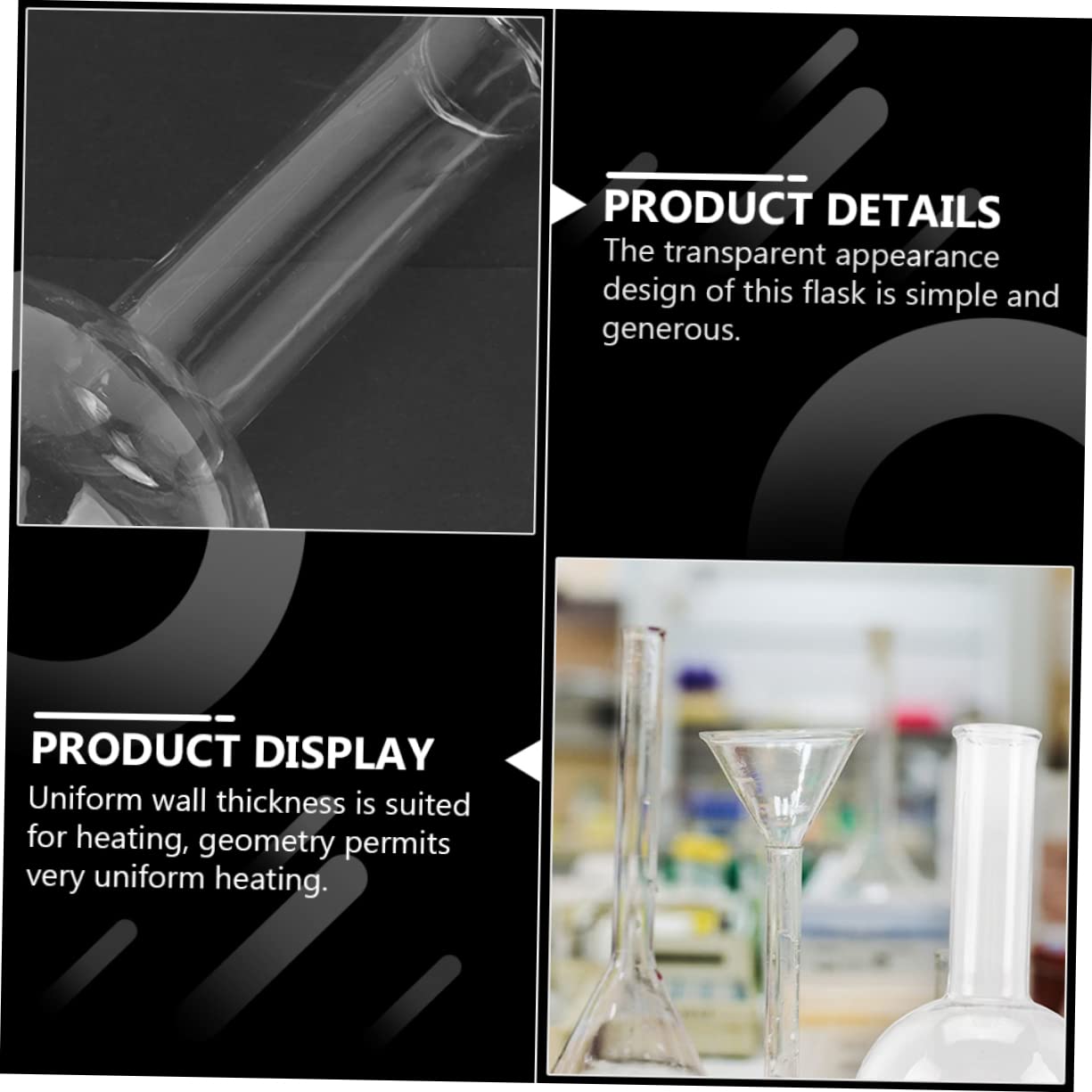 MAGICLULU Rundkolben als Laborkolben 3 Stück mit 250ml Volumen aus Glas Gleichmäßiger Wandstärke und Transparentem Design für Chemie und Bildungsanwendungen