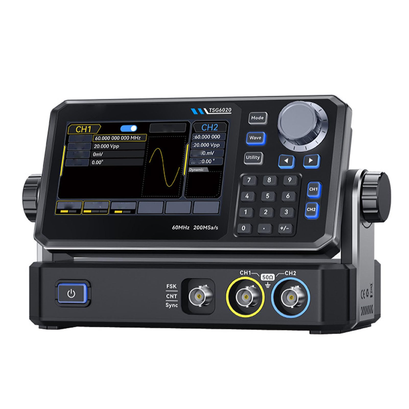Cryfokt Osciloscopio Portátil, Osciloscopio Digital de 2 Canales, 60 MHz, 14 Bits con Generador de Señal Multímetro de Muestreo de 200 MSas/s para Pruebas y Reparación de Circuitos Automotrices