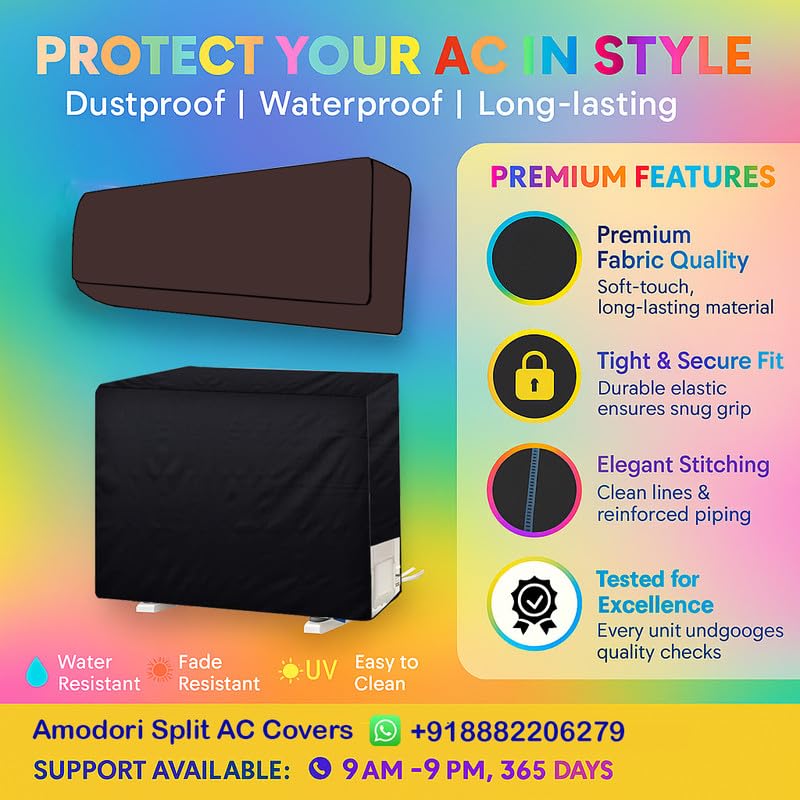 Image of Universal AC Outdoor Cover - Compatible with 1.5 & 2 Ton Split ACs, All-Season Protection (Solid Coffee)