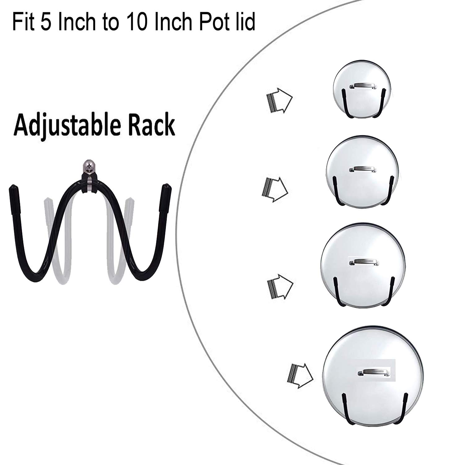 WAVATA Lot de 4 supports muraux pour couvercles de casseroles, convient pour couvercles de poêle de