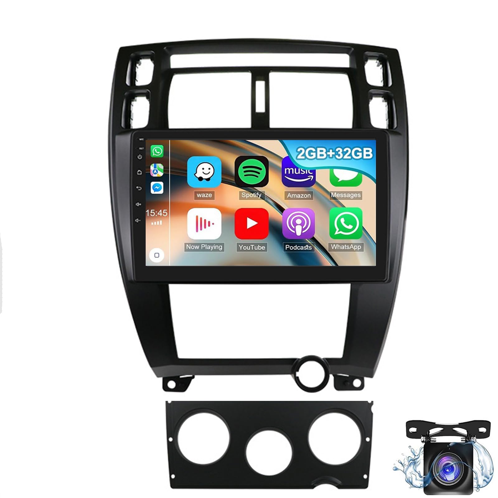Android 15 Car Radio For Hyu-ndai Tucson 2004-2009, 10.1 Inch Touchscreen Radio With Wireless CarPlay Android Auto/WiFi/GPS Navigation/Bluetooth 5.0/32EQ/FM/RDS Rearview (Size:4G 8G+128G,Color:black)