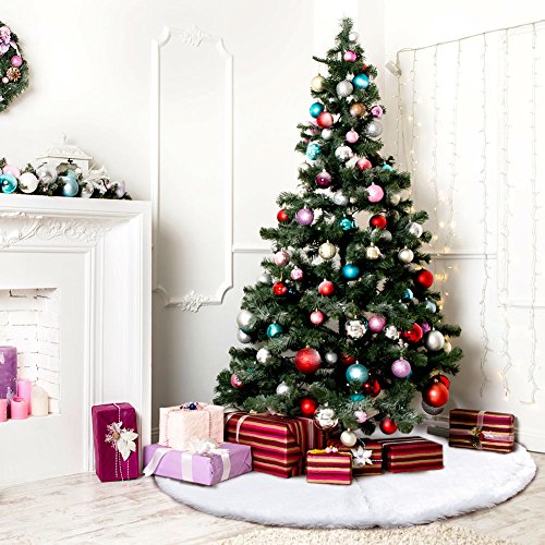 Aytai Christmas Tree Skirt 48 Inch White Faux Fur Christmas Tree Skirt Luxury Tree Skirts For Holiday Christmas Decorations #TOP3