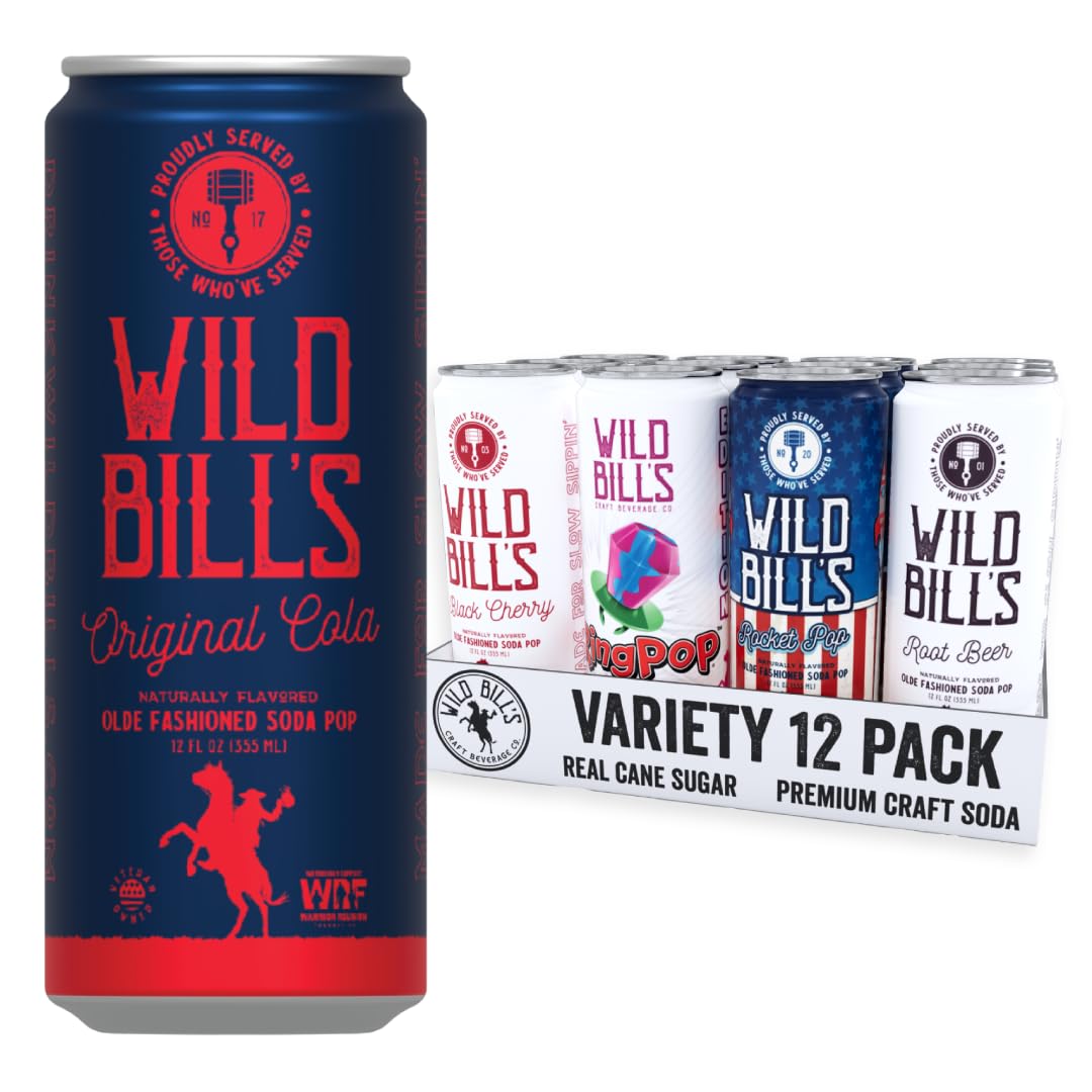 12 Flavor Craft Soda Soft Drinks Variety Pack, Root Beer, Strawberry Cream, Cola + MORE, Pure Cane Sugar, NO High Fructose Corn Syrup, Caffeine & Gluten Free, Vegan (12 oz, 12-Pack)