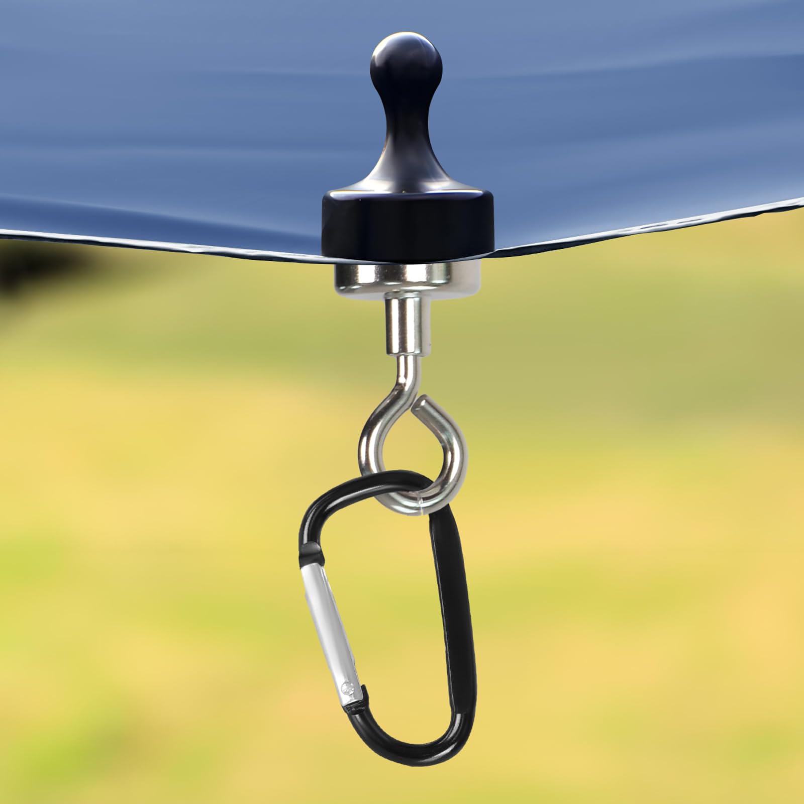 HIKERBRO Magnetic Camping Hook, Heavy-Duty Tent Hanger Hooks with Magnet Clip, Canopy Hanging Hook with Carabiner, Indoor Outdoor Multifunctional Tents Magnets Hangers for Camp, Travel, Picnic