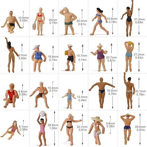 Miniatura 6 de Evemodel P8719 40pcs Modelo Trenes Natación Figuras 187 Escala HO Escala Personas Paisaje Diseño Miniatura