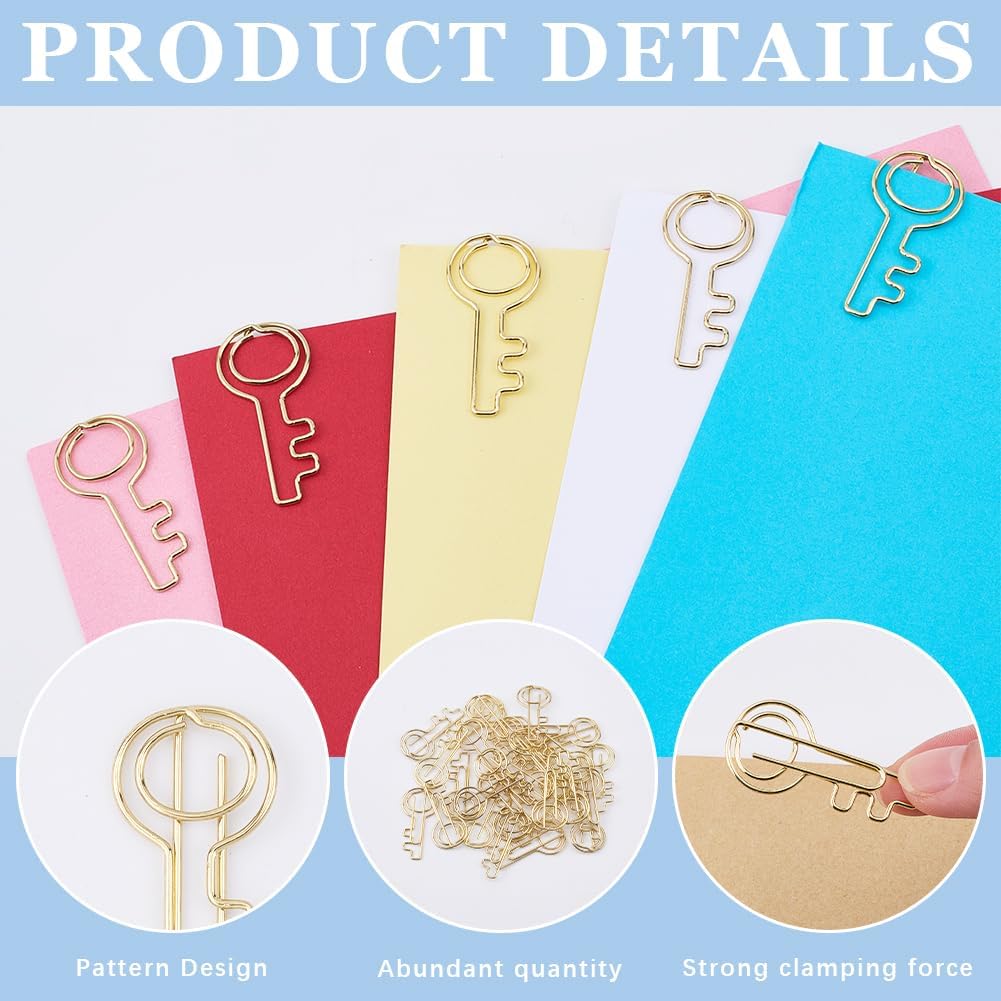 CRASPIRE 30Pcs Key Paper Clips Gold Paperclips Small Pack Metal Binder Clamp Planner Iron Wire Bookmark Dispenser Markers for Office School Home Paper File Note Page DIY Sorting Organizing Decor image 5