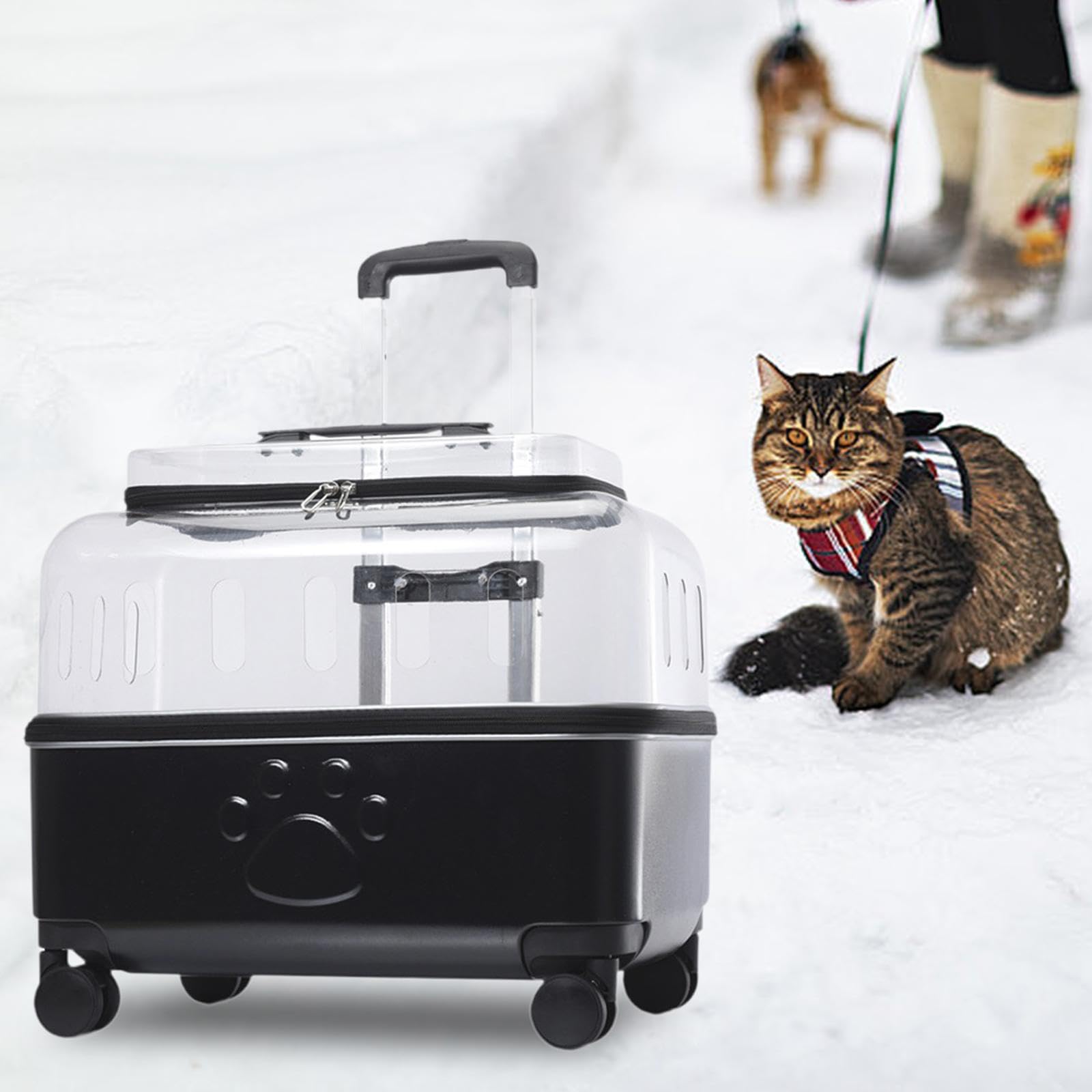 ????? Pet Travel Carrier Cat Carrier Suitcase Portable Pet Trolley Case with Handle Pet Carrier for Small Dogs, Black