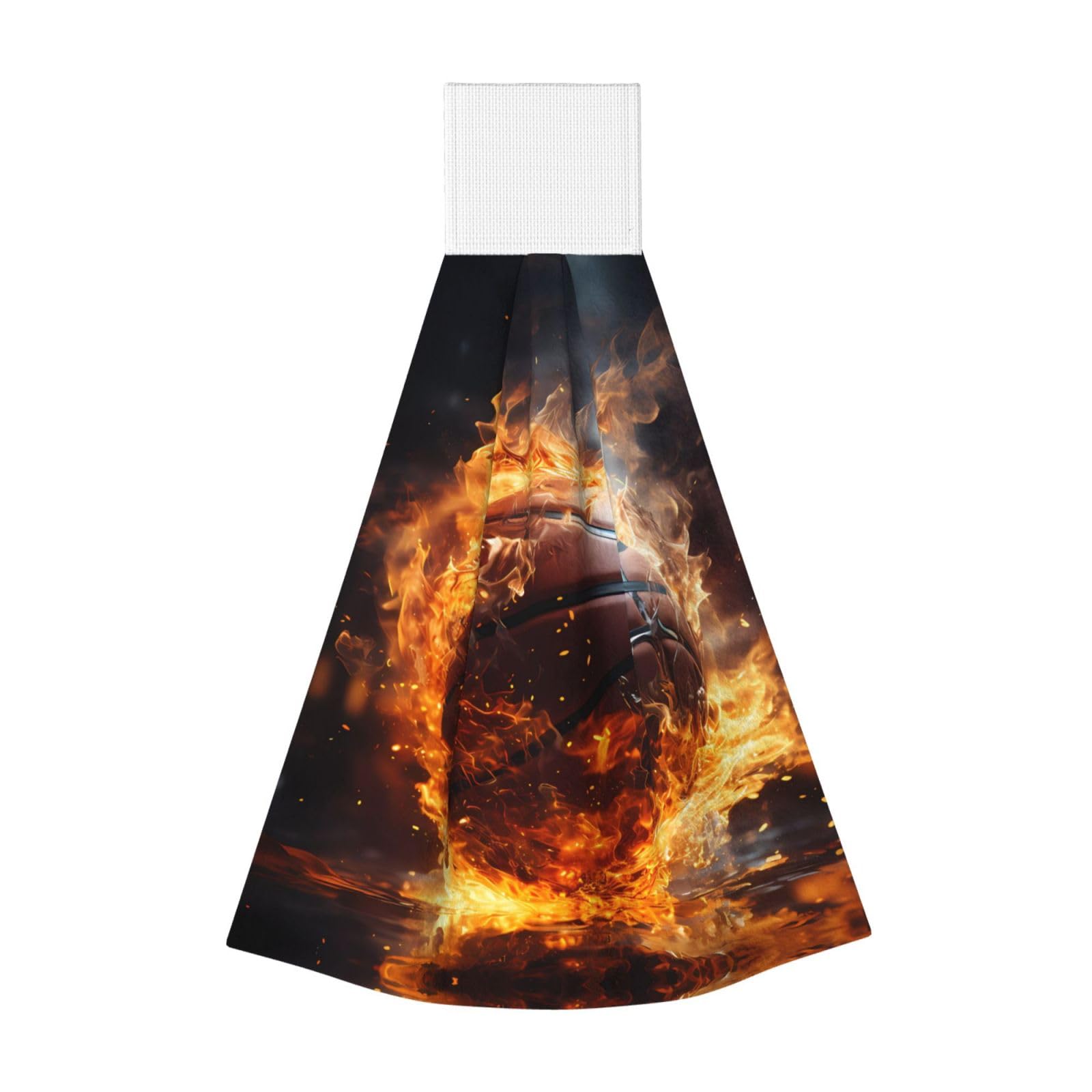 ZQYTGFDC Basketball on Fire and Water Flame Splashing Highly Absorbent Dish Towels Soft Coral Fleece Wipe