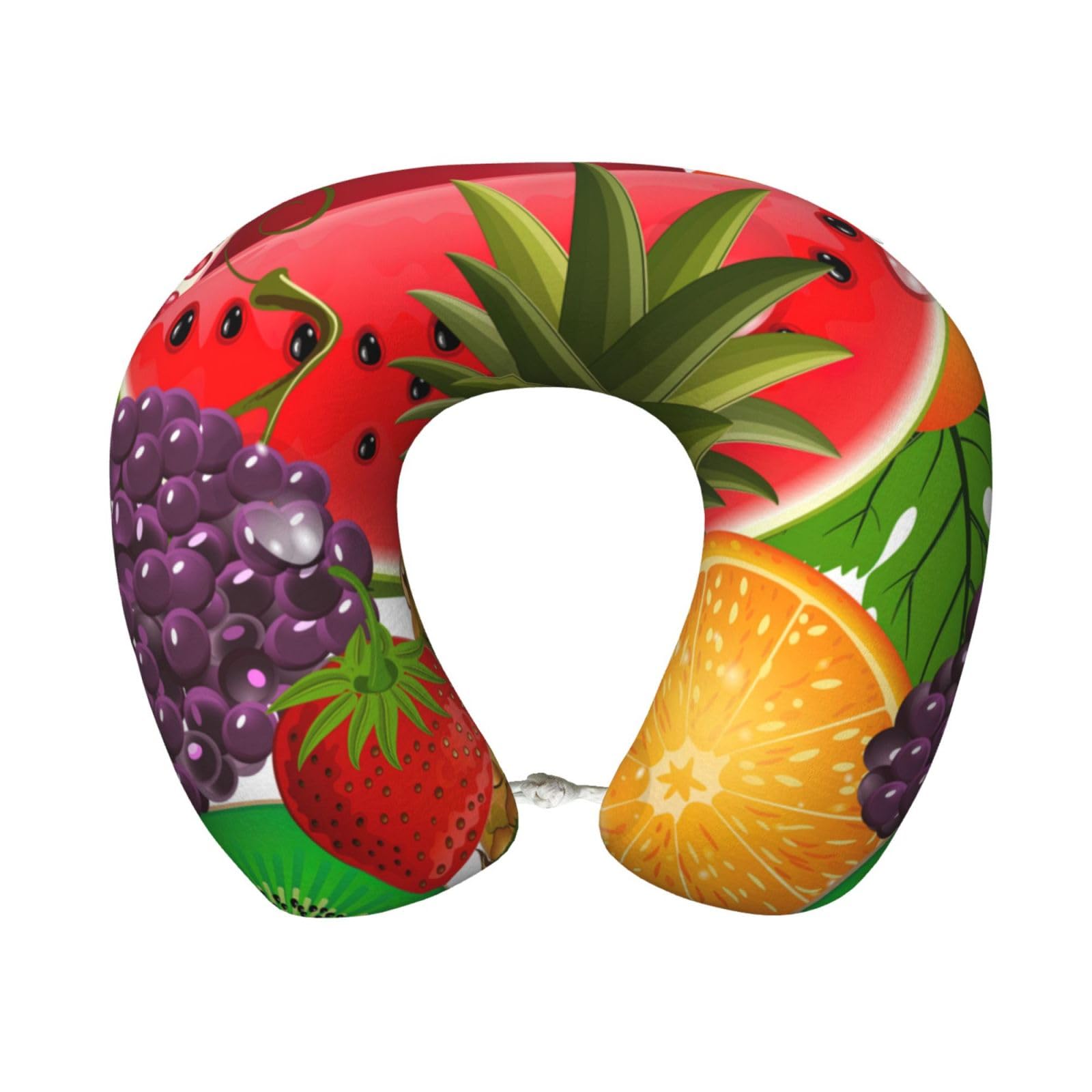XingFox Fresh Fruits Pine Print Custom U-Shaped Travel Pillow,Memory Foam Cervical Neck Pillow,for Napping,Plane,Car,Home,Office