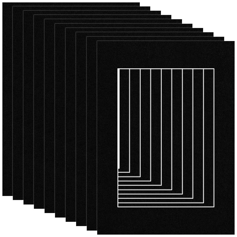 Procut Global 7x5" Black Picture Mounts Board to Fit 5x3.5" Aperture Size - Photo Mount Card Ideal for Prints, Artwork, Crafts & Certificates - Sizes & Colors Available - Pack of 10 — image 1