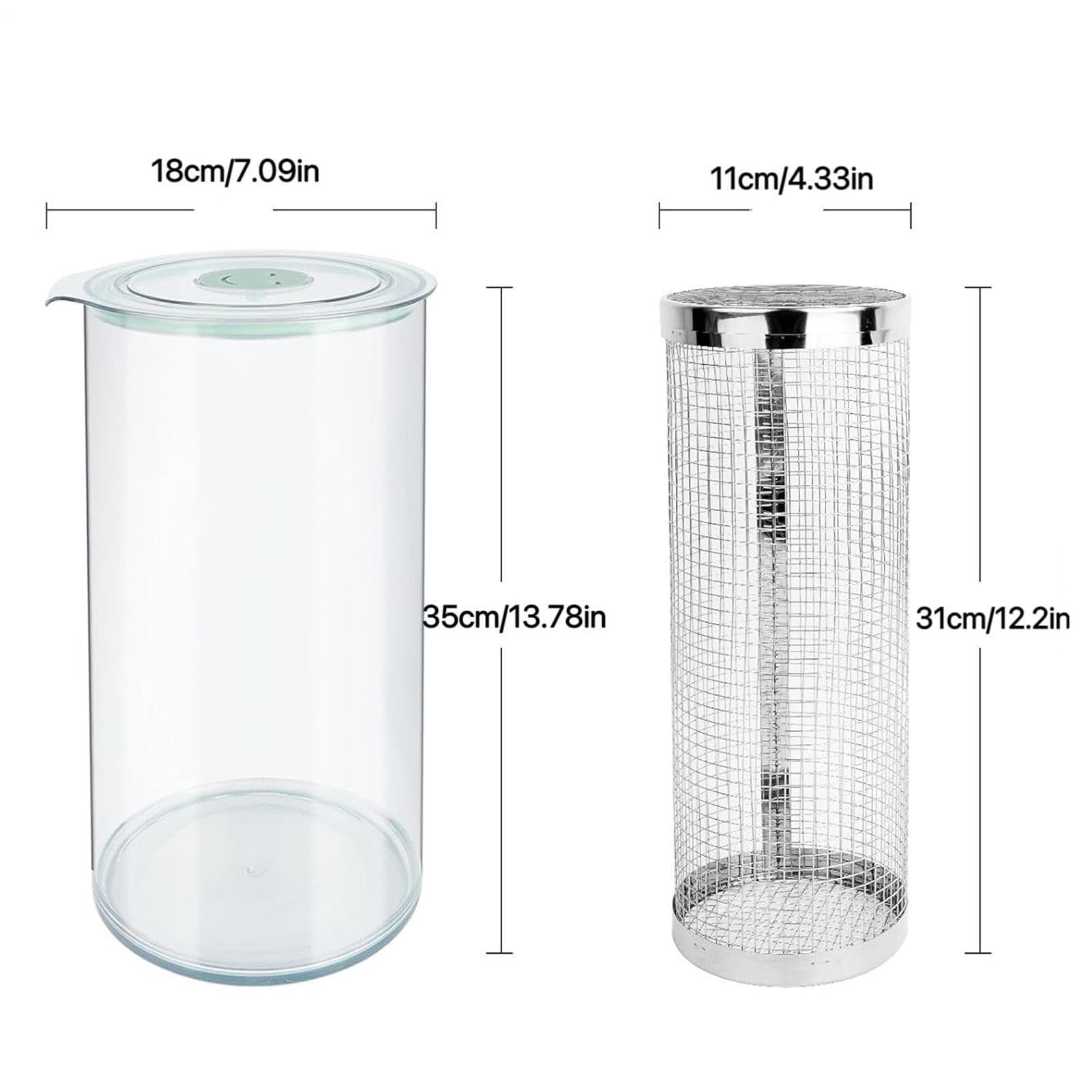 Coctelera para empanar – Acero inoxidable+PET | Dispensador transparente de 360 grados | Coctelera de de pescado con tapa | Para doméstico, horneado, preparación de comidas, Fri