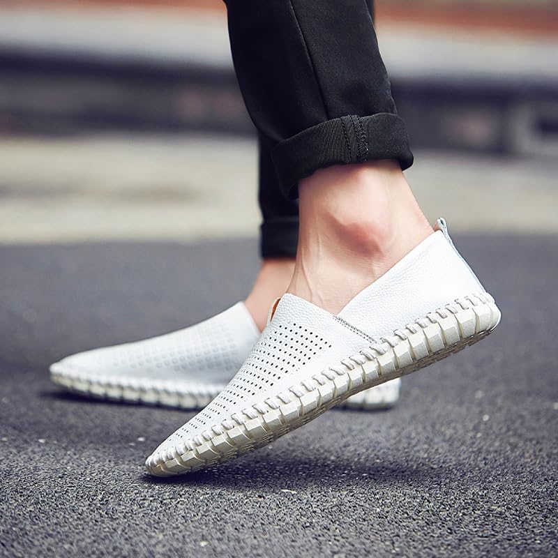 Loafers for Men Cowhide Stitching Details Round Toe Slip Resistant Flexible Lightweight Anti-Slip Comfortable Party Casual Slip-on3