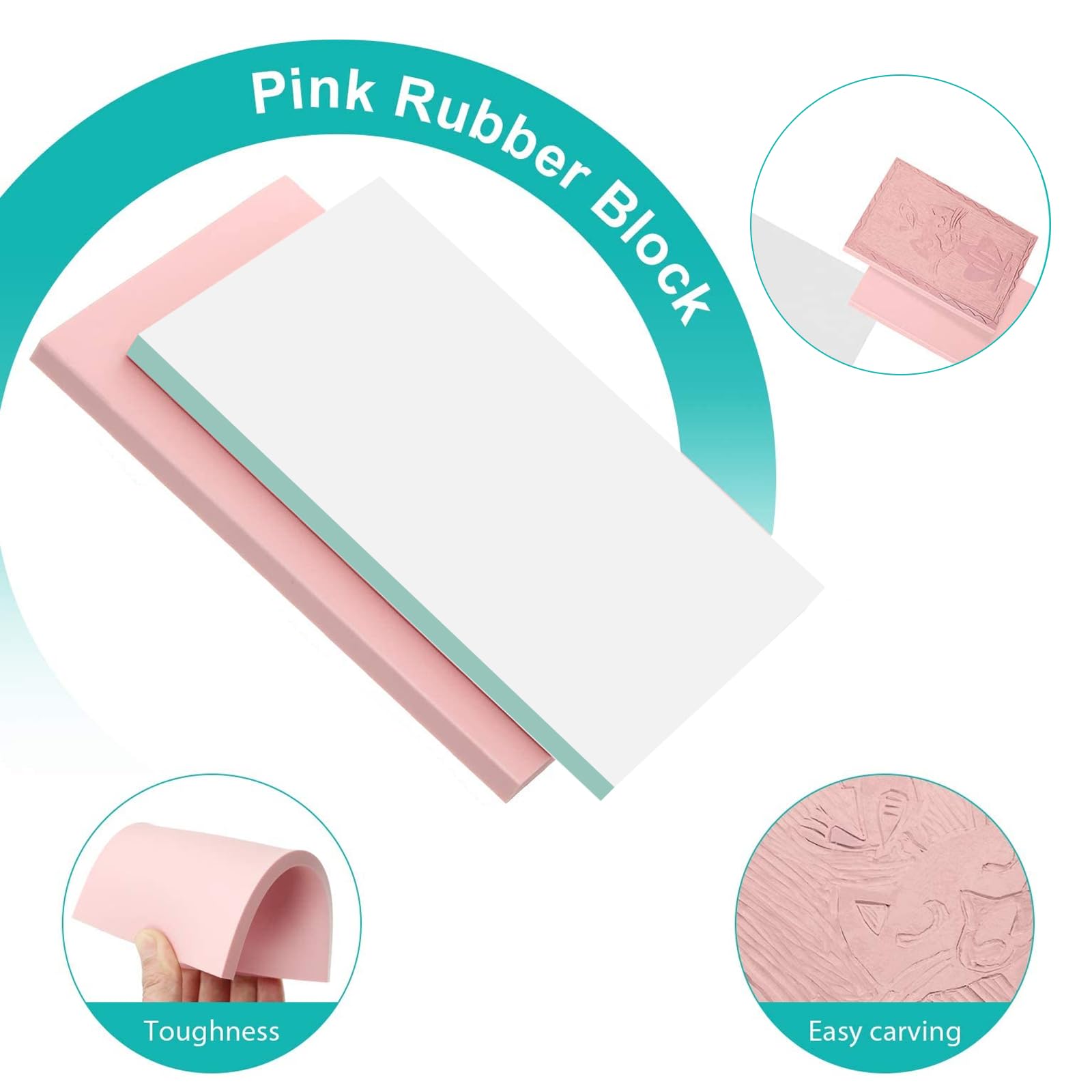 8 Stück Rosa Gummi Schnitzblöcke, 20x15x0,8cm Weiche Linoleum Druckplatten, Stempelgummi zum Schnitzen und Drucken, Einfach zu Schneiden für DIY Printmaking, Handwerk